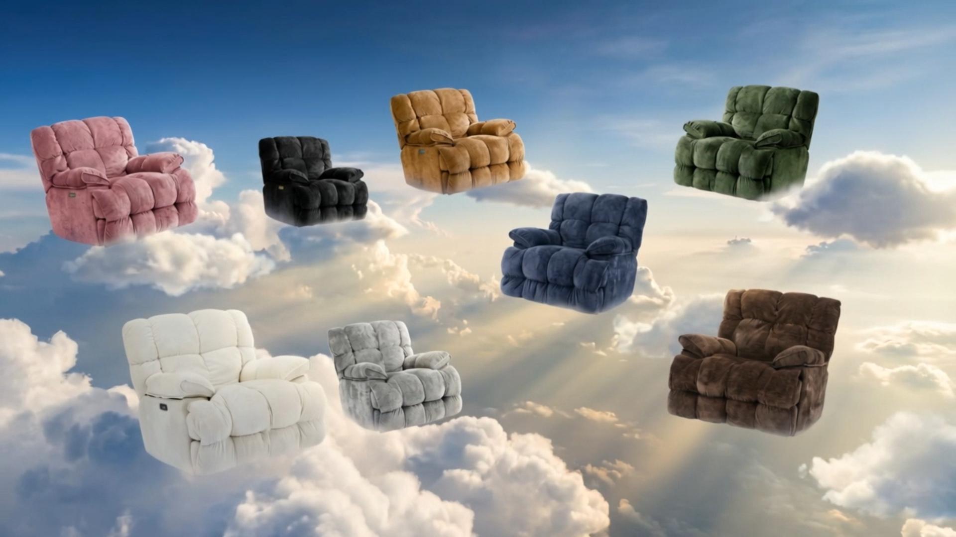 Sillón reclinable moderno grande blanco miniatura 7