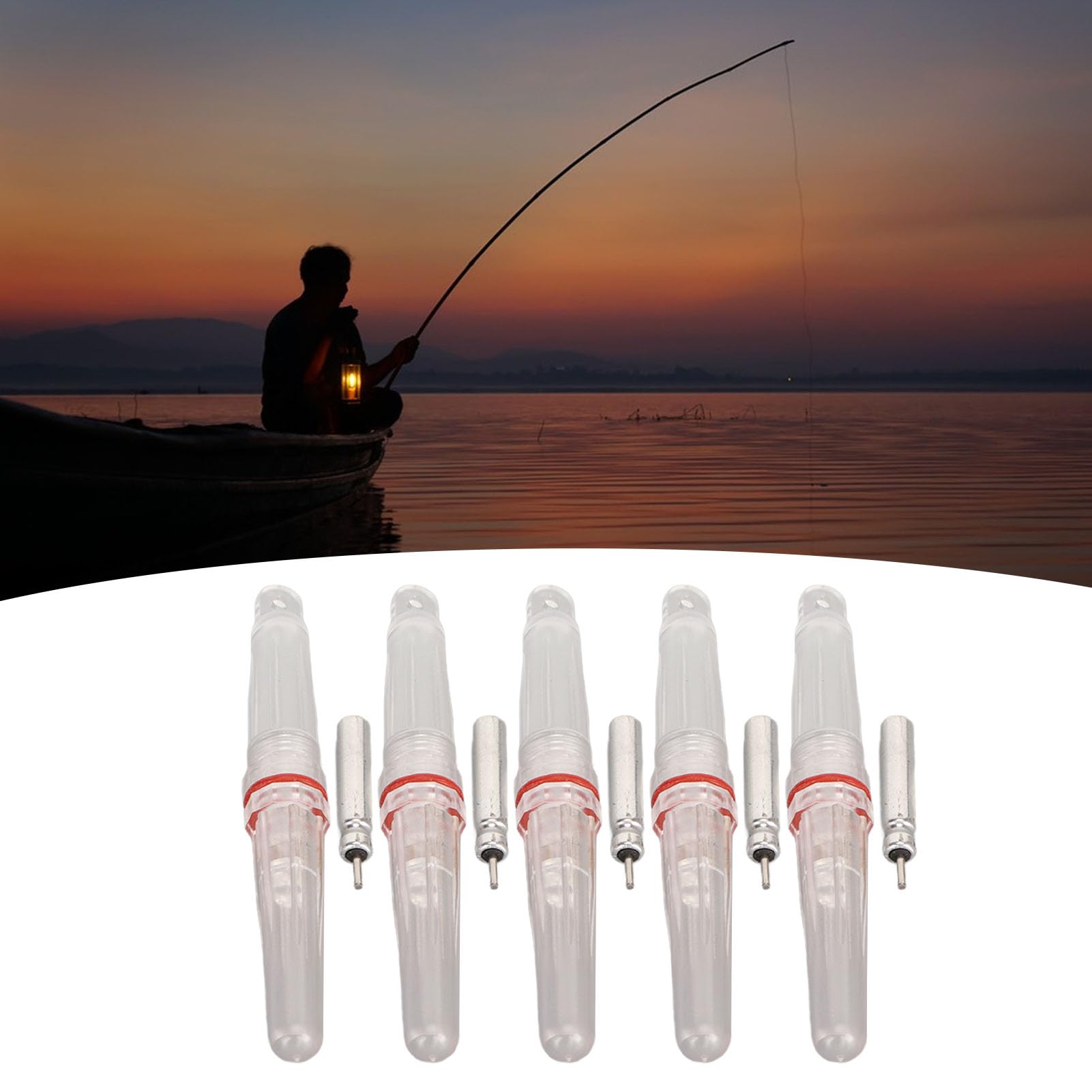 Generic 5PCS LED Fishing Lure Light Waterproof Fishing Glow Sticks PE Shell Tight Sealing Reusable Fishing Accessory (Steady On Red), Genericx25gar7puf-11