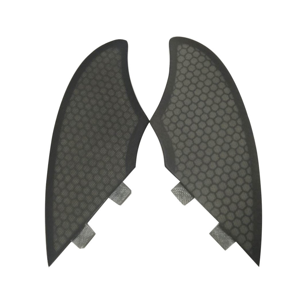 UPSURFSurfboard Fiberglass Fins Surfing Twin fin Honeycomb Keel Fin Thruster Set (Black FCS)