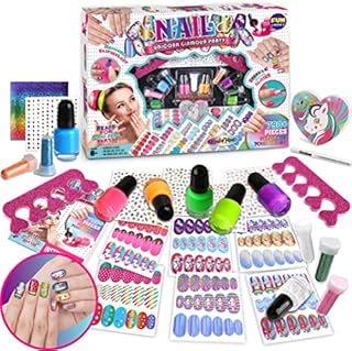Unicorn Nail Kit for Girls 7-12, FunKidz Ultimate 790+ Peelable Glamour Nail Polish Kit for Kids Party Favor Fashion Nail Arts