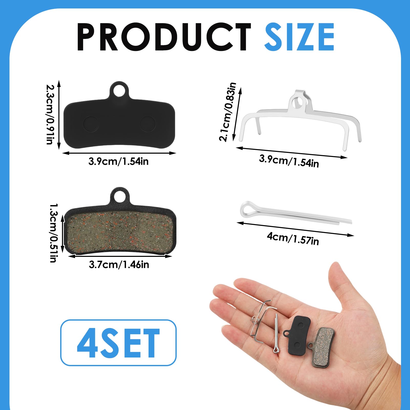 4 pary okładzin hamulcowych Shimano D03S dla niezawodnej skuteczności hamowania, cichego hamowania i trwałości, kompatybilne z D02S Saint BR-M810 M820 Zee M640 Deore XT M8020 TRP Tektro HD