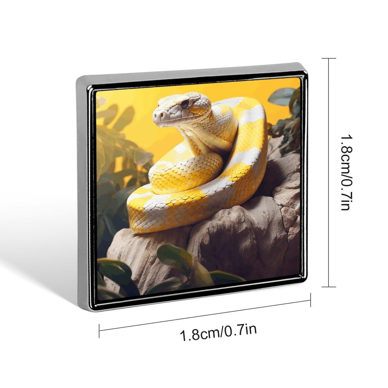 Square Lapel Pins Square Brooceh Badge for Backpacks Or LapelsYellow And White Python Lapel Accessory