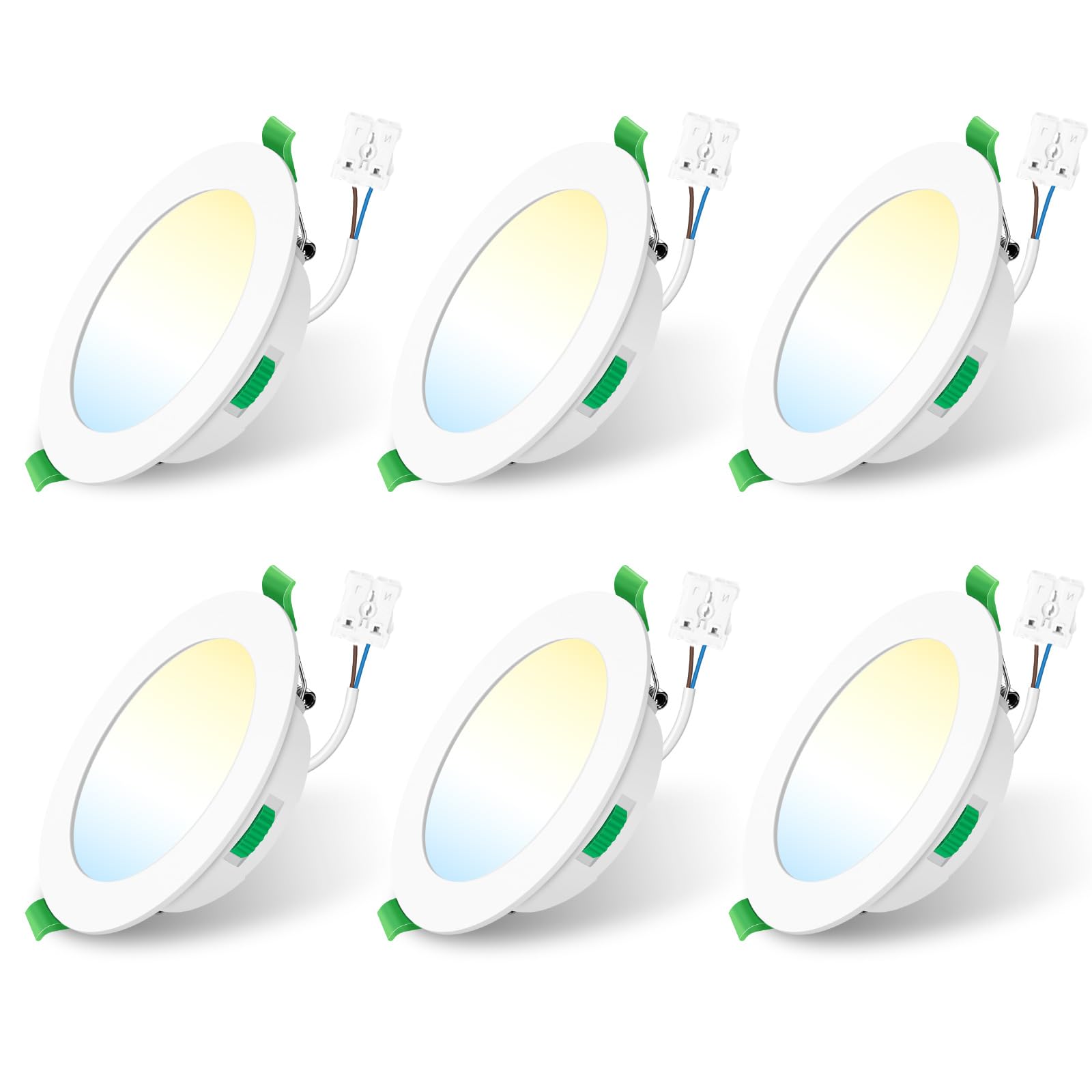 ALUSSO 6 Stück Einbaustrahler Led,5W 350 Lumen Led Einbaustrahler 230V Dimmbar,Deckenspots 3CCT 3000K 4000K 6500K Einstellbar Einbauleuchten,IP44 Deckenstrahler für Badezimmer,Küche,Weiß