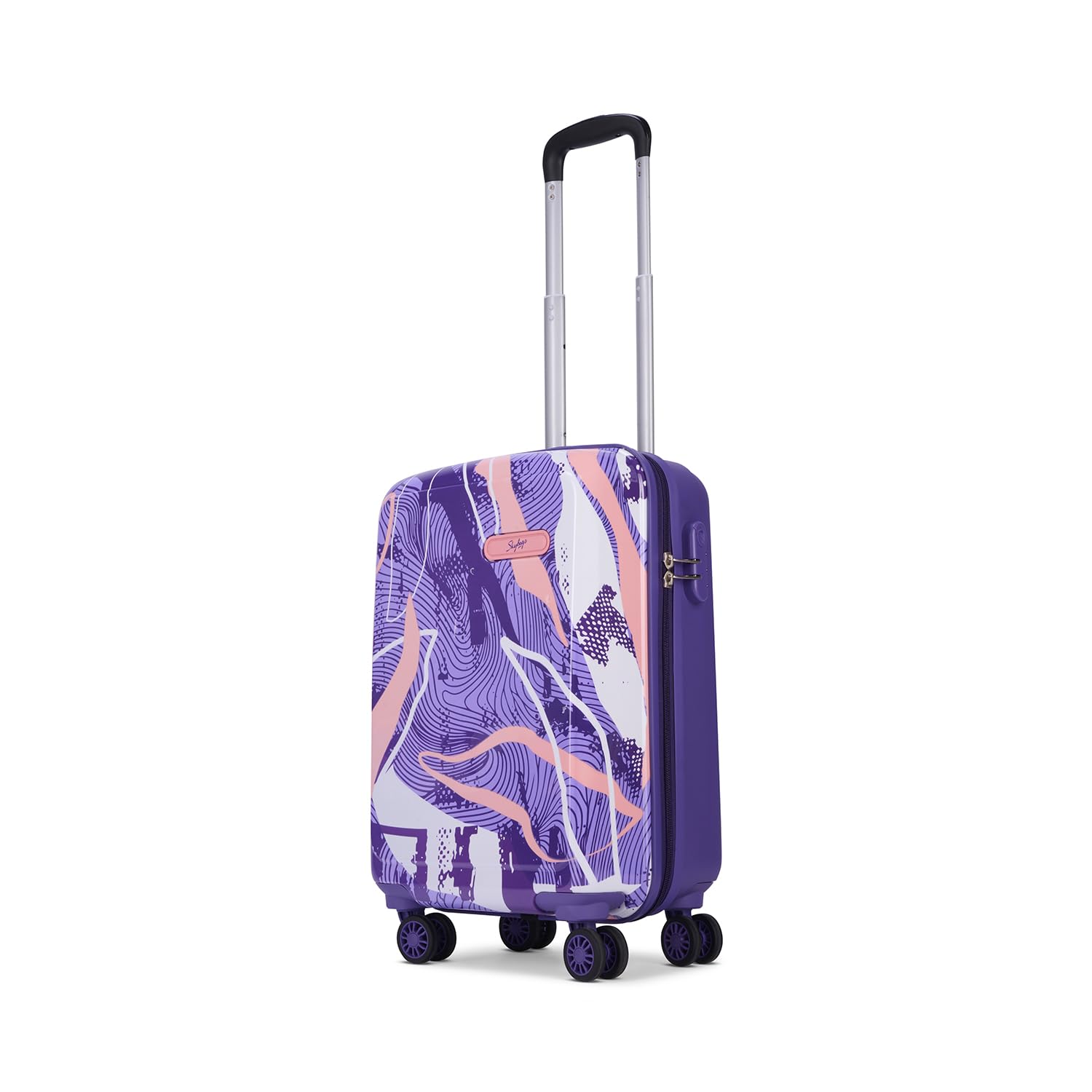 skybags Tropique Cabin Trolley Bag 55cm | Small Hard Luggage | 8 Wheels Suitcase for Travel | 3-Digit Combination Lock with Anti-Theft Zipper | Polycarbonate | 3 Years Warranty - Unisex (Purple)-picture-32