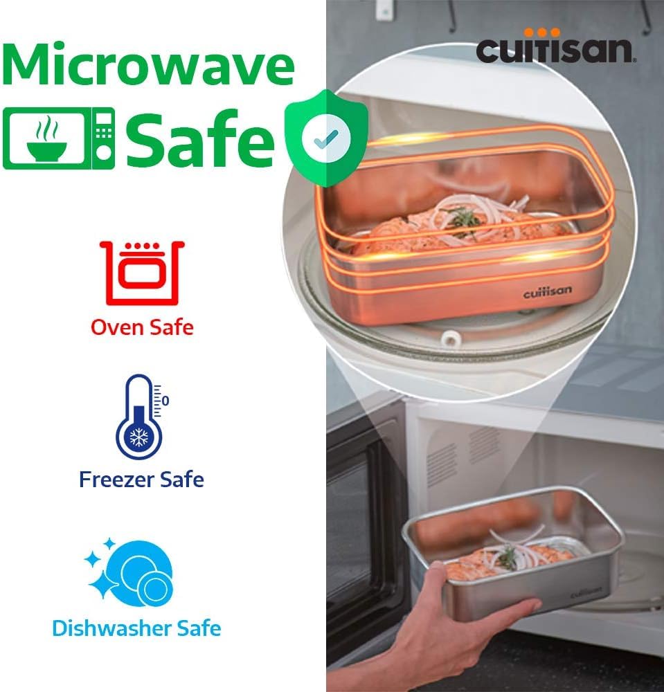 Inllex Stainless steel food storage containers 3 pcs leak proof & airtight lids for Kitchen,stainless steel bowl,meal prep lunch box,freezer rectangular,reusable & stackable -Bread Box Refrigerator 2