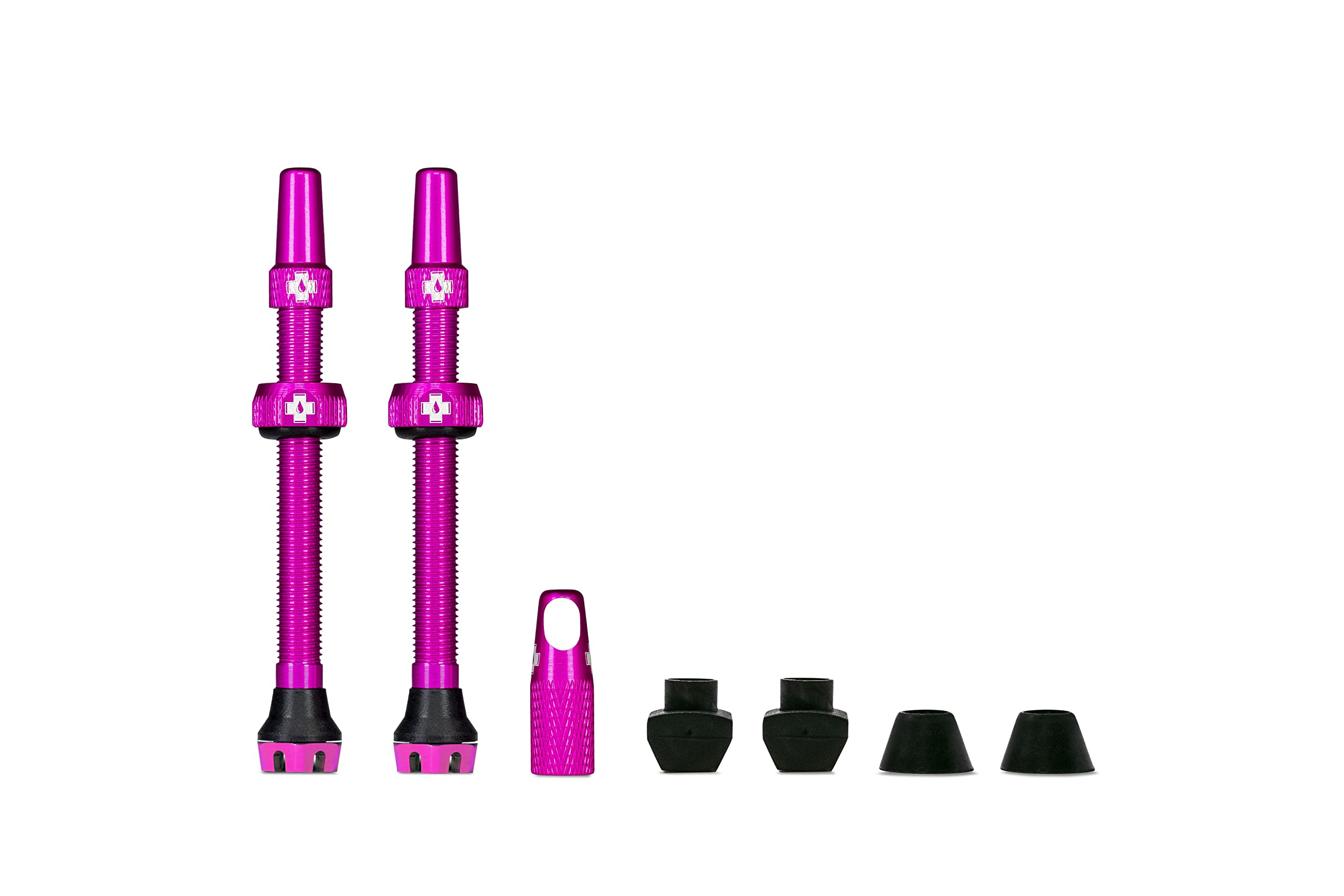 Muc-OffTubeless Valves, Pink 44mm - Dust Caps for Bikes with Valve Core Removal Tool - Presta Valve Caps for Tubeless MTB/Road/Gravel Bikes