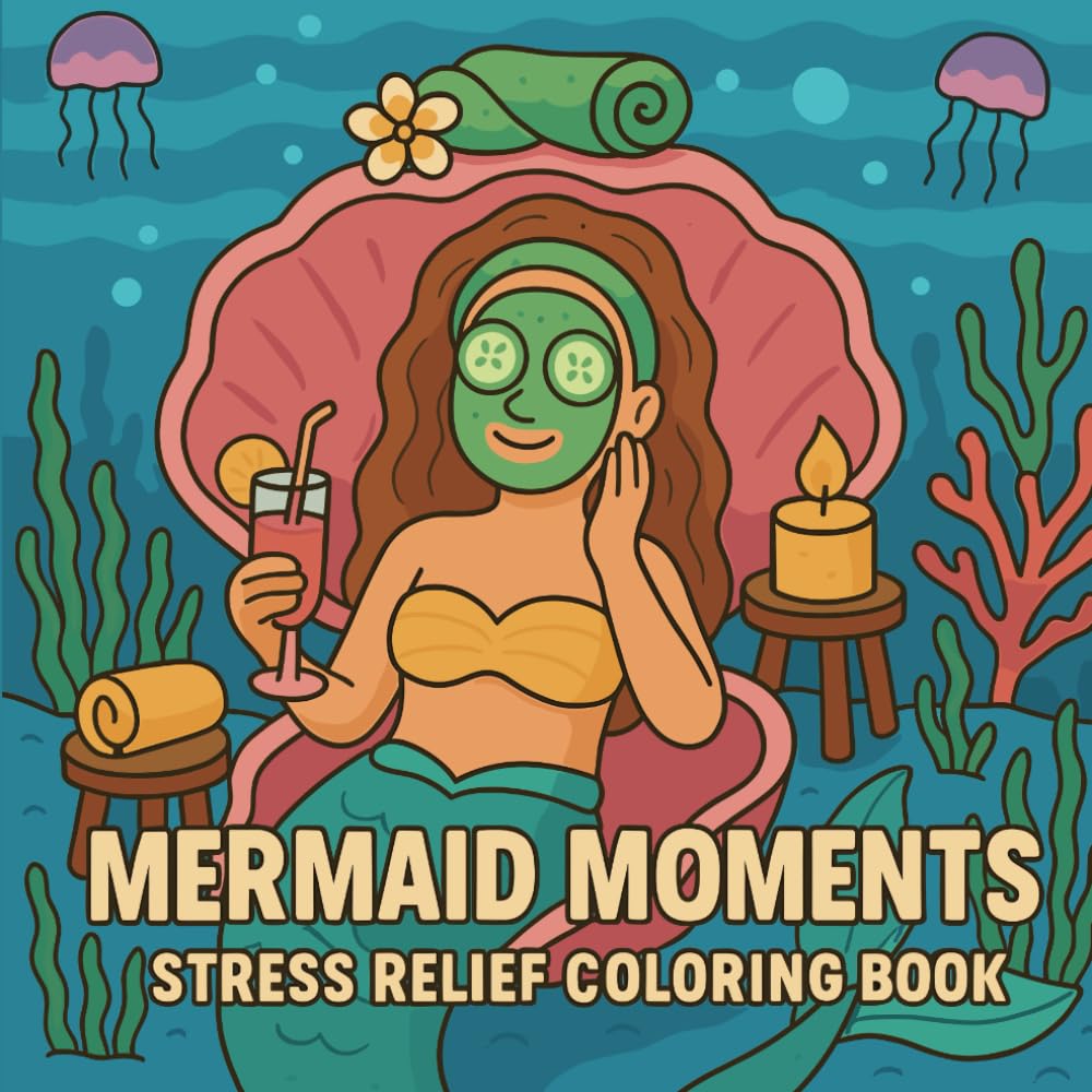 Mermaid Moments: Cute Coloring Book For Adults and Teens Featuring 40 Beautiful Mermaid Scenes for Relaxation and Creativity