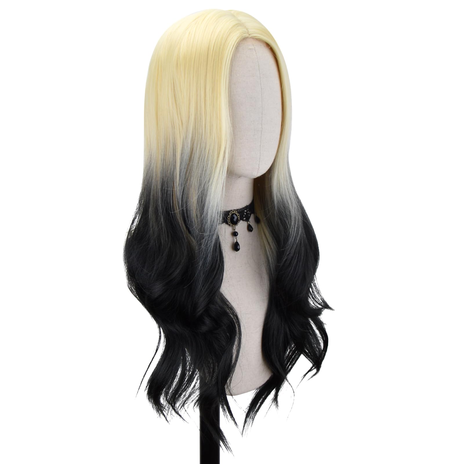 FREE BEAUTY Long  Wavy Wig for Women 26 Inch Middle Part Curly Wavy Wig Natural Looking Synthetic Heat Resistant Fiber Wig for Daily Party Use: Gold Black Mix