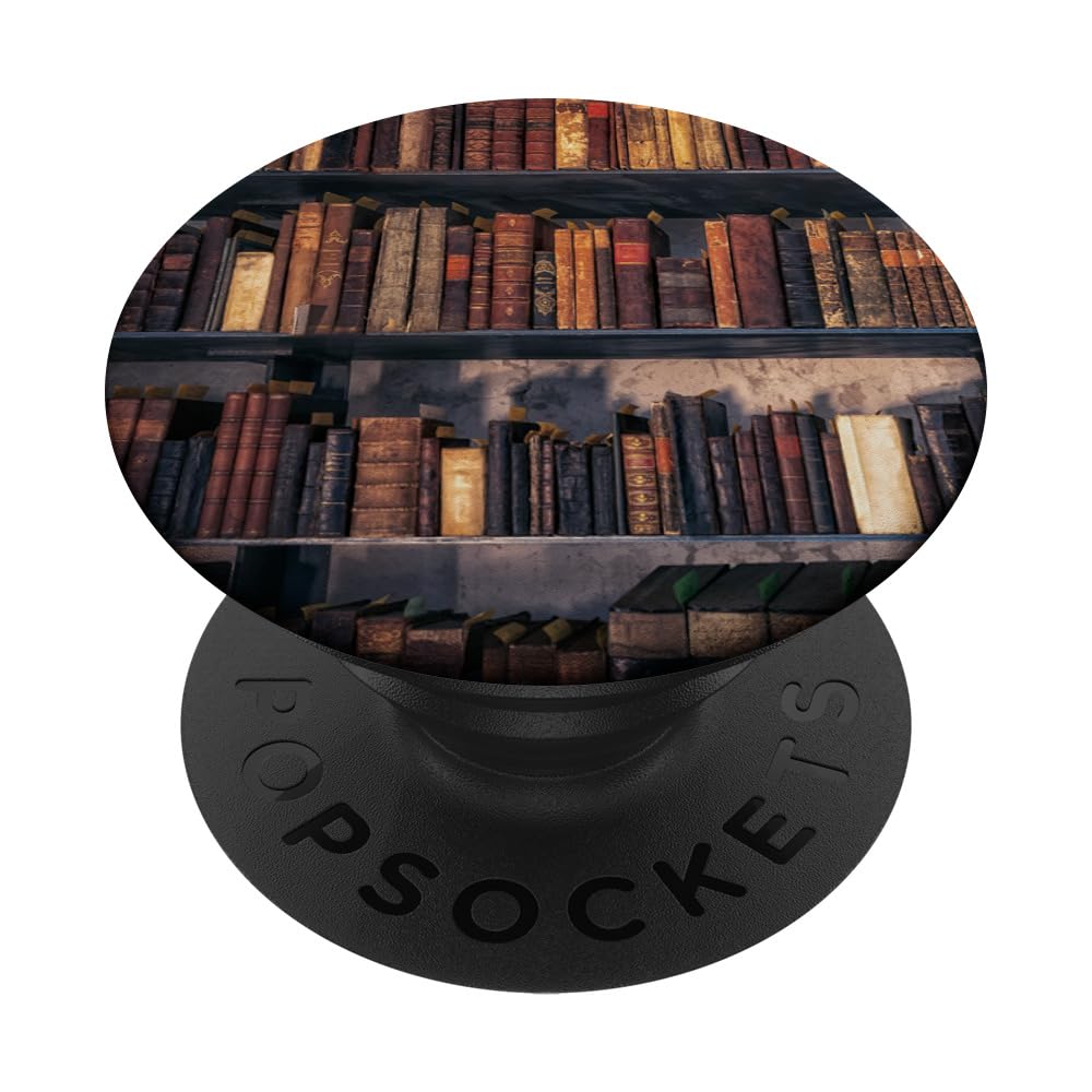 Old Books on Vintage Bookshelves Dark Academia Aesthetic PopSockets Standard PopGrip