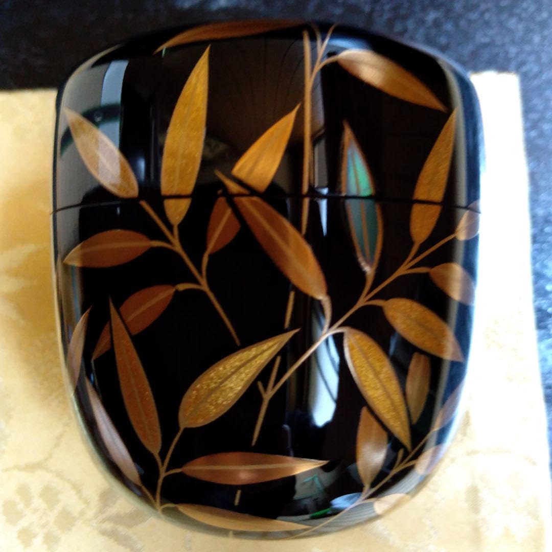 茶道具期間限定特価内銀地笹露蒔絵大棗(輪島塗日野拓也) 