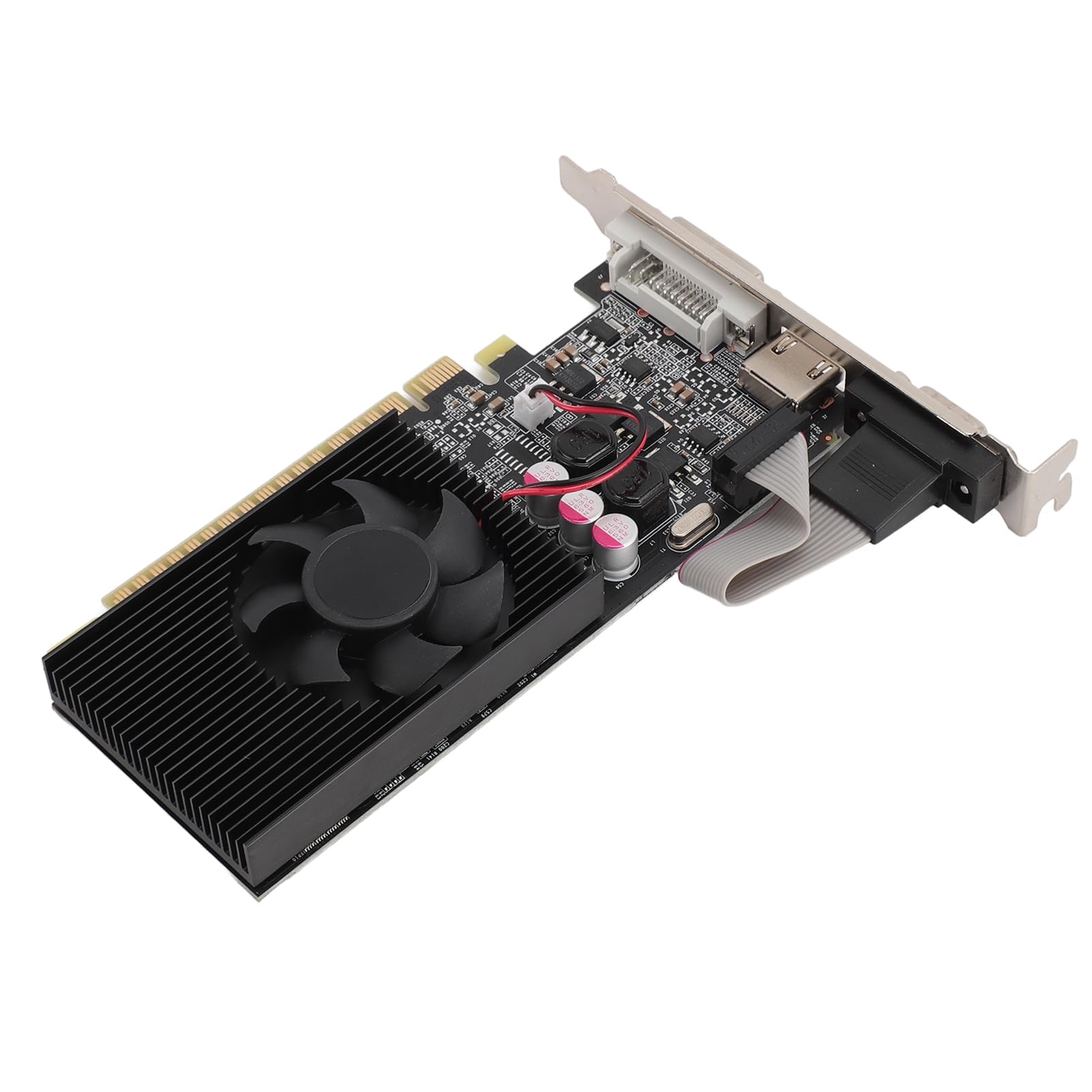 Tarjeta Gráfica GT 210, Tarjeta Gráfica GPU para Juegos PCI Express 2.0 DDR3 de 64 bits, 550 MHz, HDMI DVI VGA con Ventilador de Refrigeración para Juegos de Oficina y PC