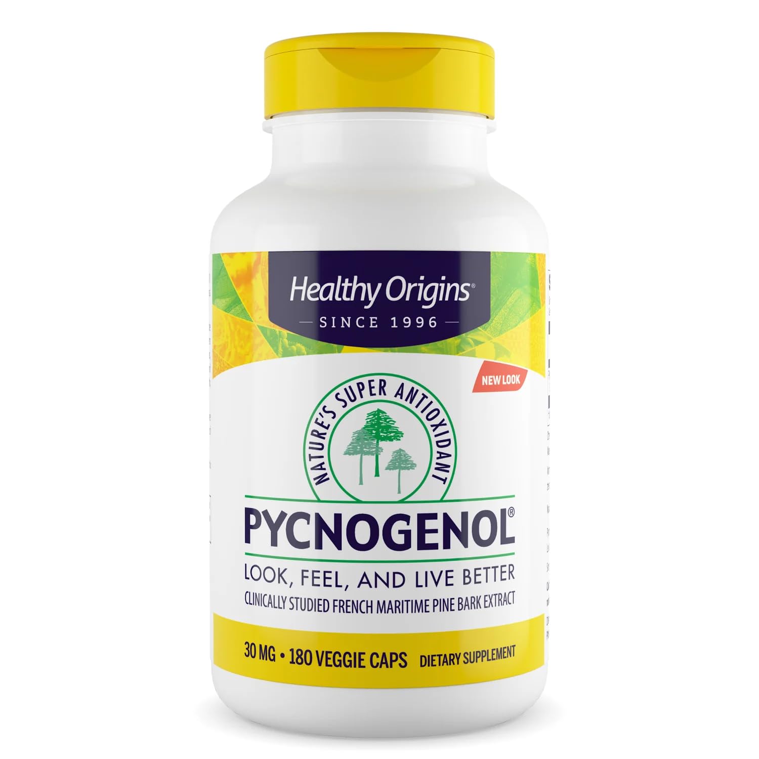 Healthy Origins Pycnogenol Pine Bark 30 mg, 180 Veggie Caps 180 Count (Pack of 1)