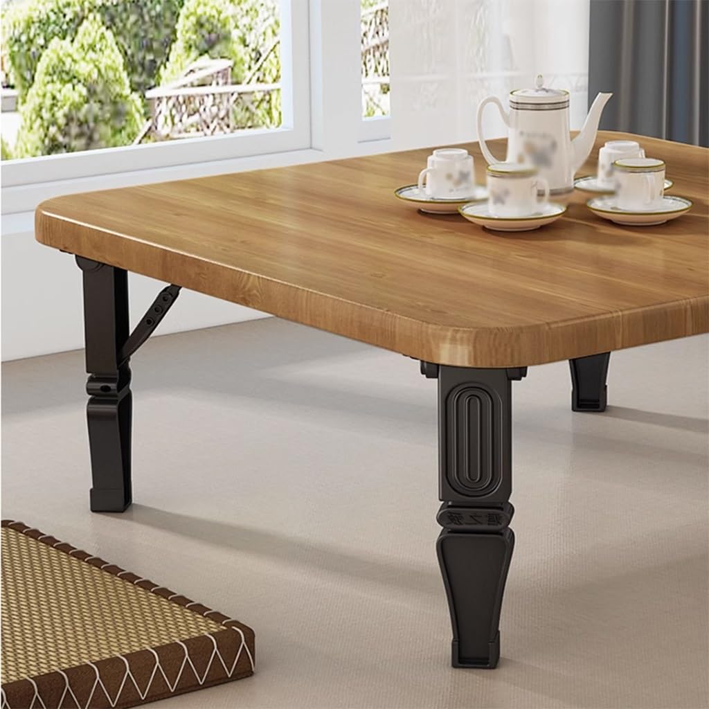 Petite table basse japonaise pliante carrée pour salle de séjour, pour baie vitrée, pour utilisation informatique, rouge et marron, 70 x 30 cm