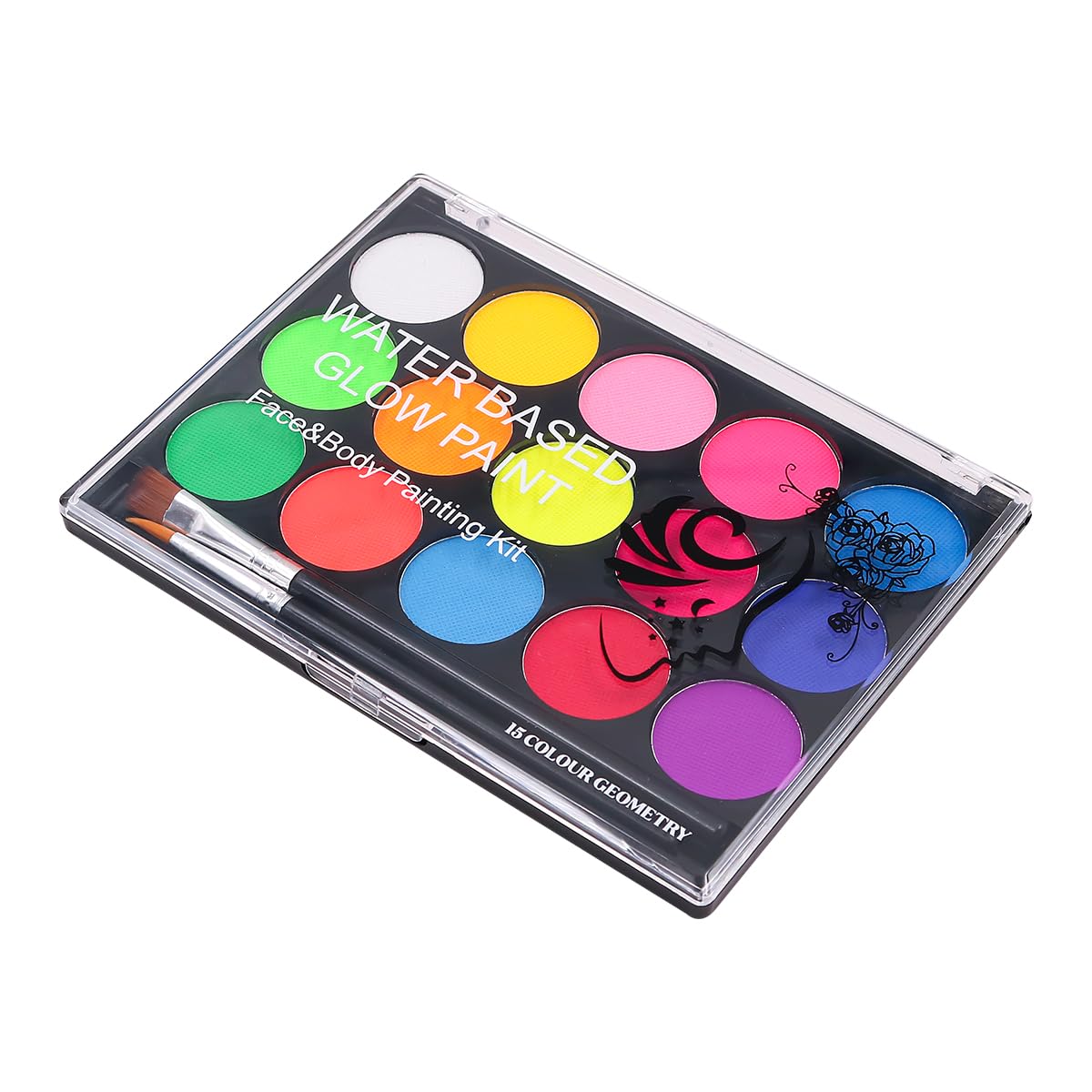 CENPEK Fluorescence Colour Face Colours Children's Make-Up Set for Theatre Make-Up Carnival Make-Up 15 Colours Safe Body Colours
