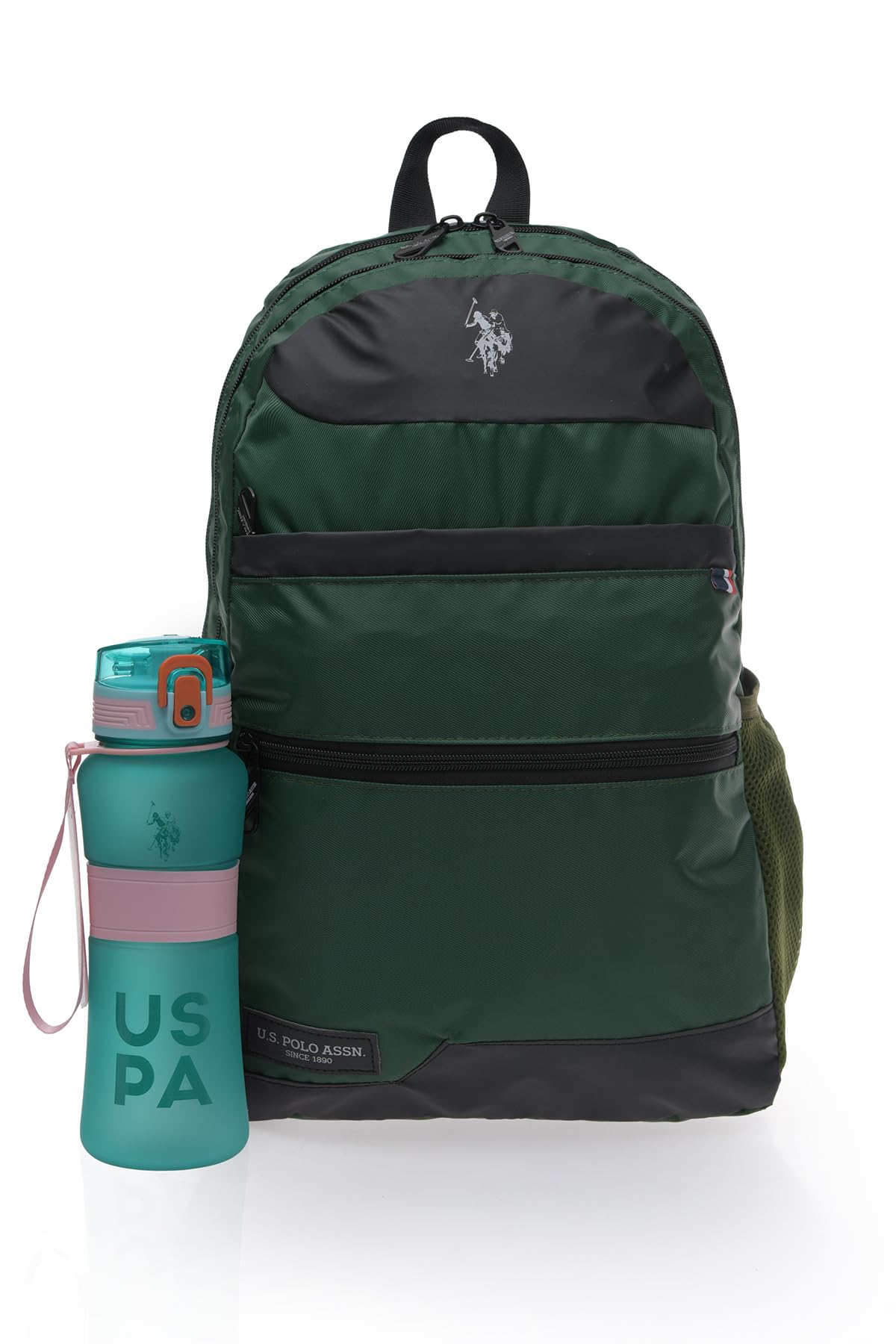 U.S. POLO ASSN. U.S. Polo. Assn. Unisex Okul Çanta Seti Plset2430011,Yeşil Tek Ebat