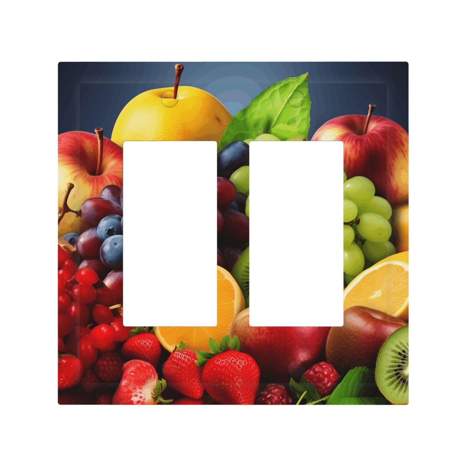 Decorator Double Toggle Light Switch Covers Fruits Wall Plate 2-Gang Mid Size 5" x 4.9" Double Toggle Switch Wallplate Decorative 2 Gang Wall Switch Plate Covers