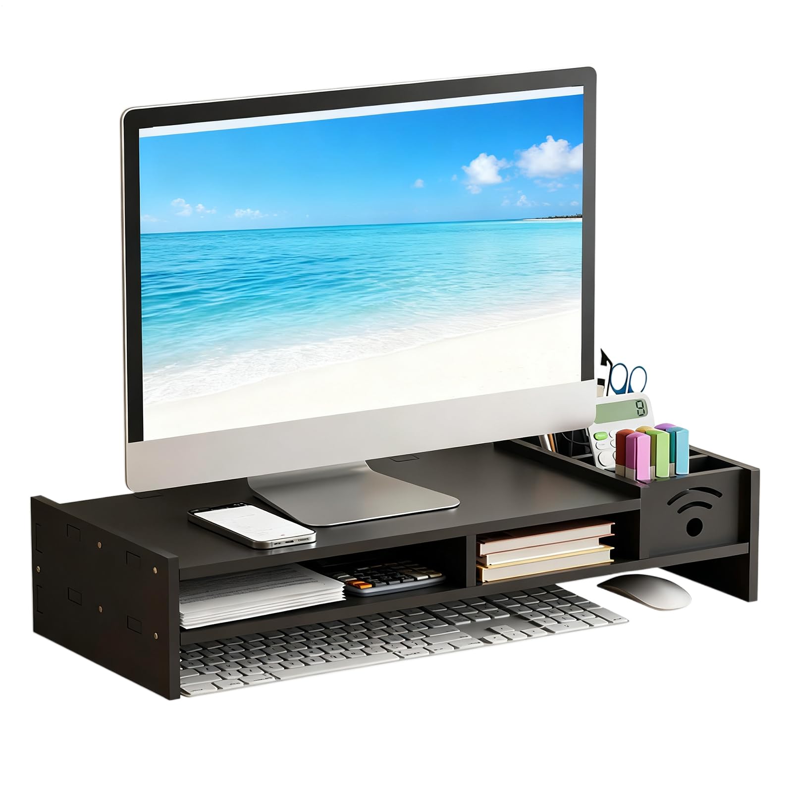Support d'écran pour bureau et maison : rehausseur d'ordinateur 2 niveaux