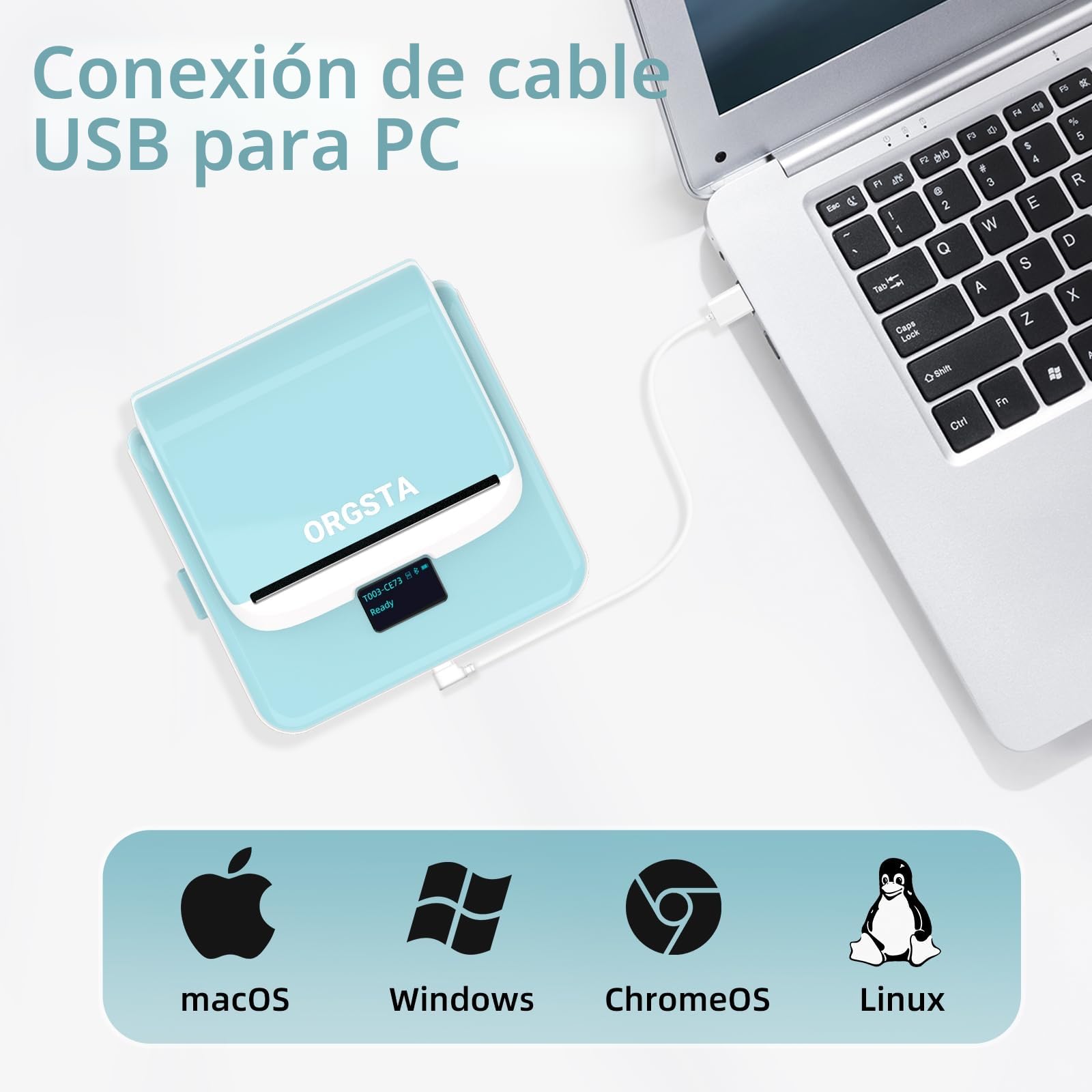 ORGSTA T003 etiquetadora Impresora Pegatinas Autoadhesivas Bluetooth & USB 2200 mAh 50 mm/s Maquina Adhesivas Label Maker termica para Precios Hacer