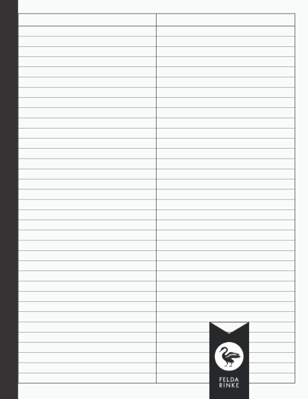 2 Column Notebook: Medium Ruled 2 Column Template | 8.5" x 11" | 110 Pages - 55 Blatt