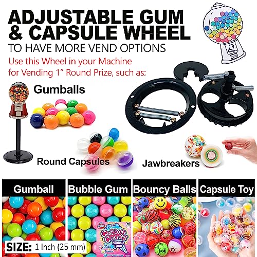 Image of Gum Dispenser Wheel for Gumball Machines - Adjustable Gumball Wheel for Classic Gumball Vending Machine. Gum & Round Candy Wheel - Capsule & Bouncy Ball Wheel Gumball Machine Replacement Part - NEW