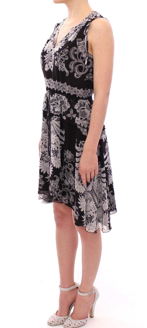 Sachin & Babi - BEST SELLERS - Black Silk Floral Pattern Shift Coctail Dress - IT42|M
