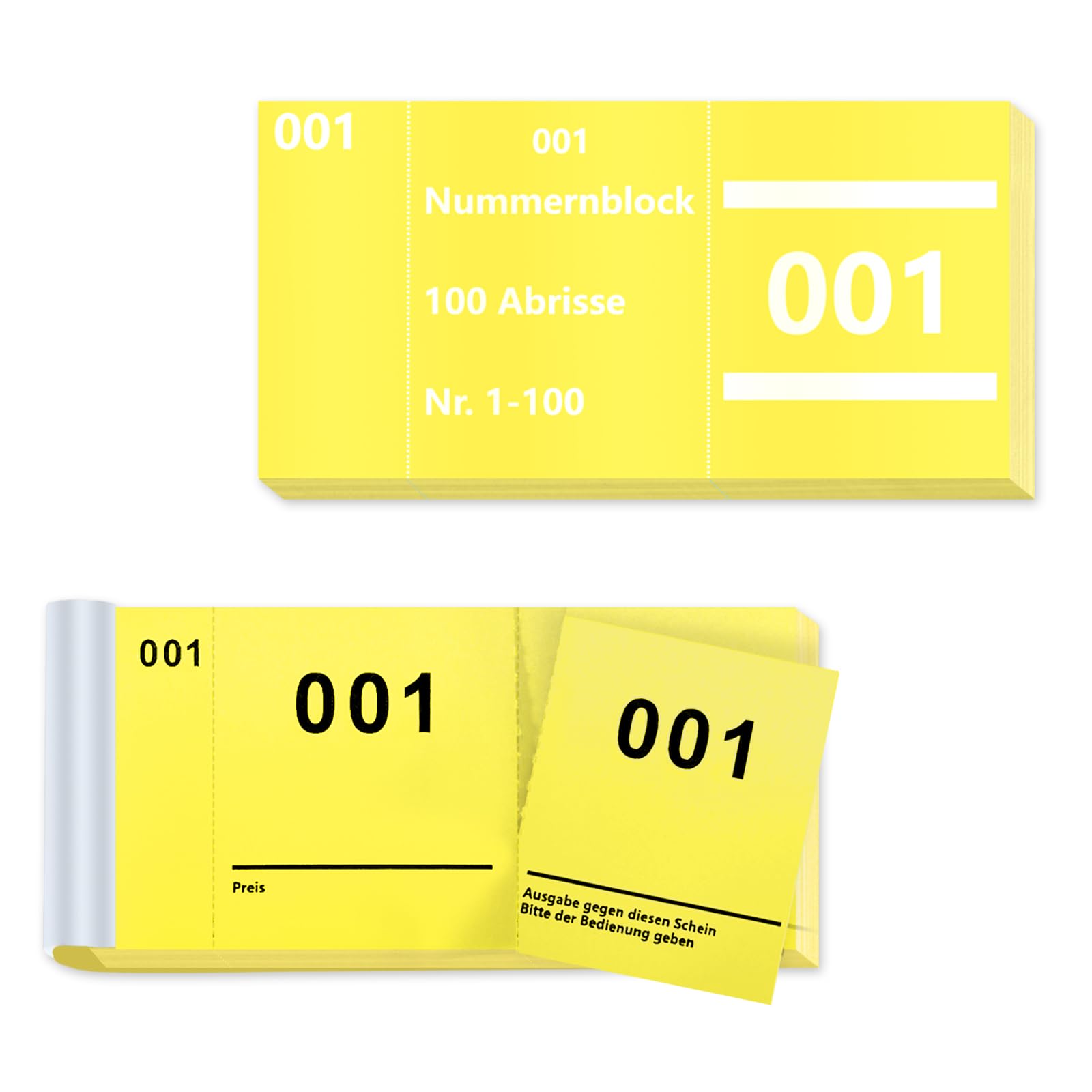 Loose Tombola 1-100 Numbers Double Numbers Lose 5 x 10 cm Blocchetti Numerati Tears Number Pad Tombola Prizes for Events Party Raffle Tickets Receipt Blocks Exhibition Raffle Ticket (Yellow)