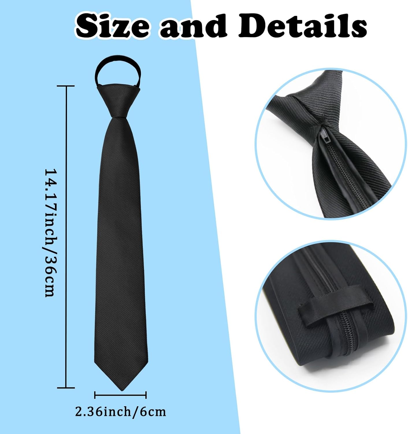 Boys Tie - Pre-tied Adjustable Zipper Tie for School/Graduation/Wedding/Casual - Image 6