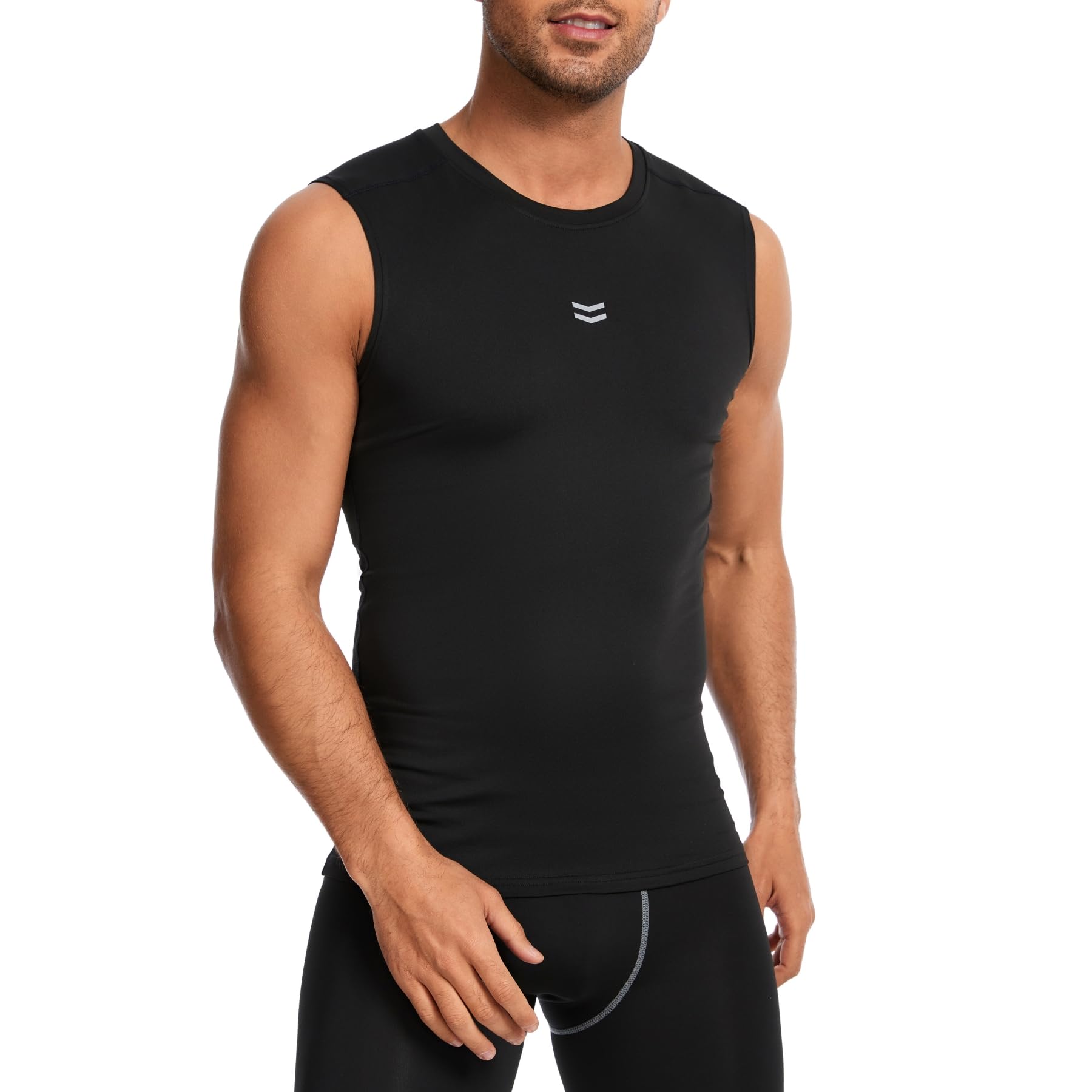 AMZSPORT Camiseta de Compresión Sin Mangas para Hombre, Chaleco de Gimnasio de Secado Rápido Capa Base para Correr — view 2