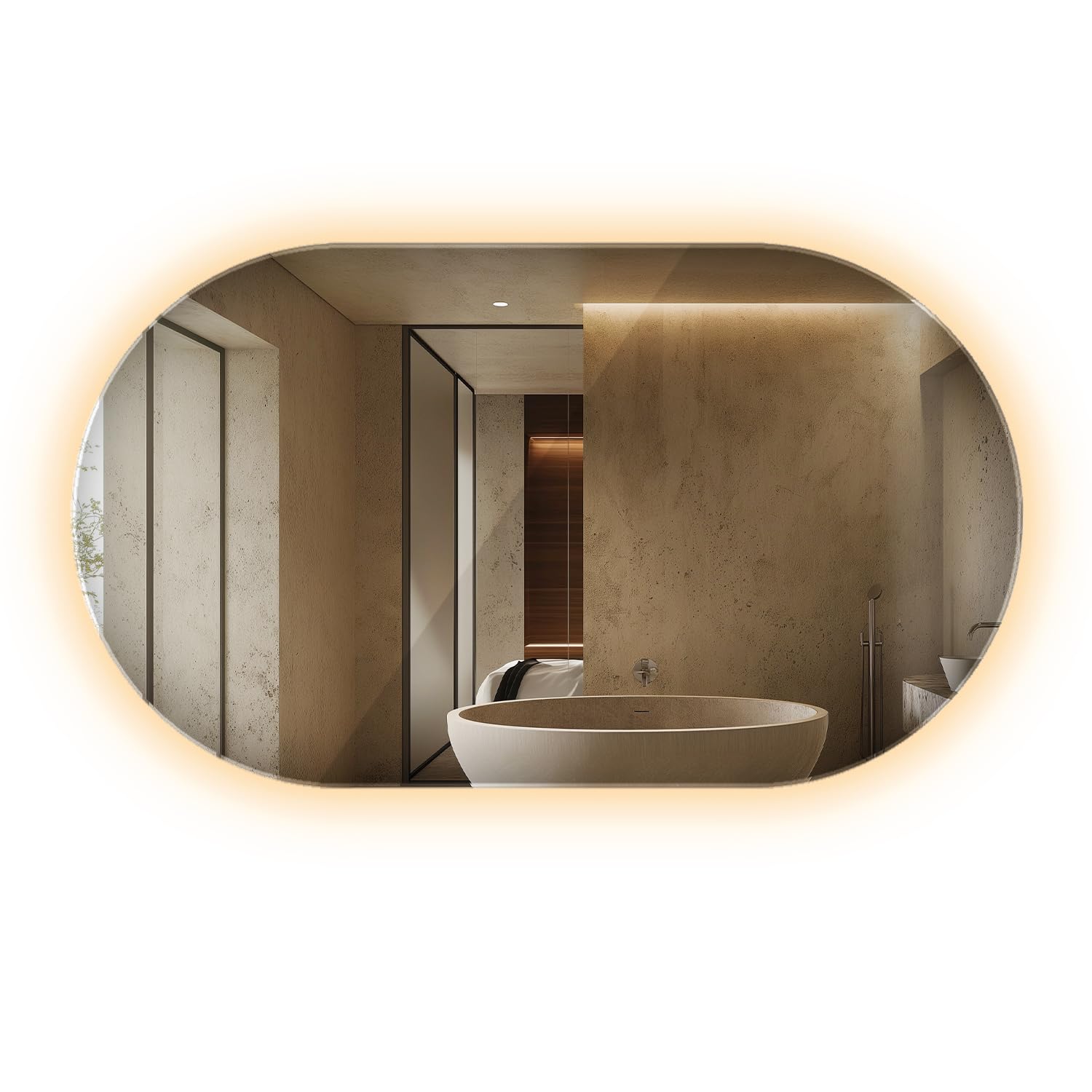 Miroir contemporain ovale LED 40x70cm pour créer une ambiance douce dans la chambre