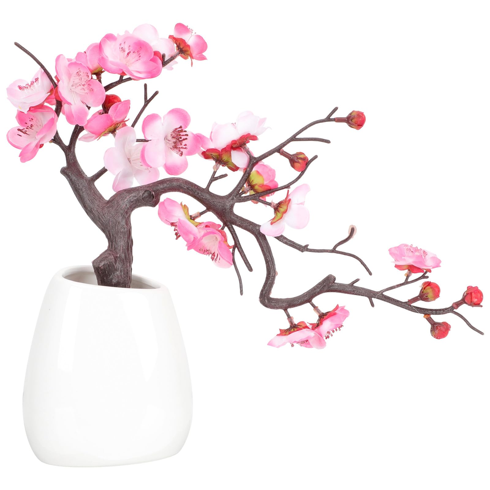 Plante artificielle fleur de prunier rose bonsaï en pot décoratif intérieur