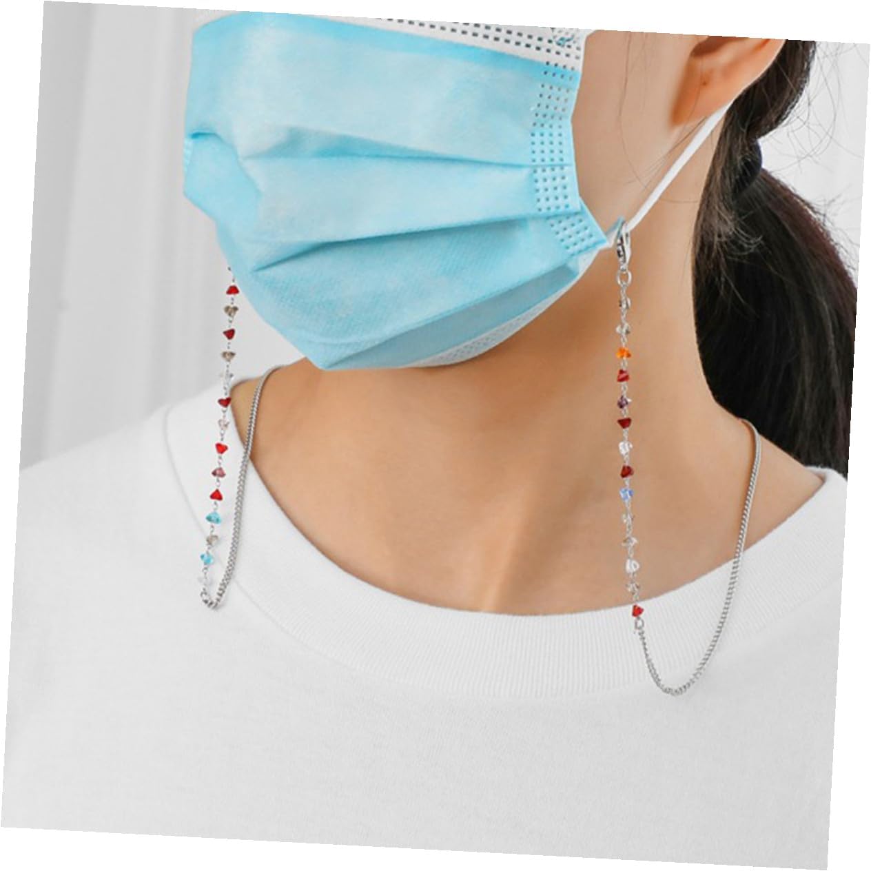 Pearl Beaded Glasses Chain Necklace for Women, Anti-drop Eyeglasses Lanyard and Practical Mask Strap, Long Neck Chain Accessory for Eyewear and Face Mask Holder