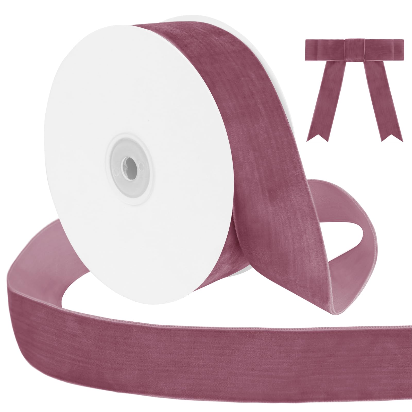 Uiopa Lotus Root Pink Velvet Ribbon, 38mm x 9m Single Face Wrapping Ribbon, Vintage Velvet Ribbons for Gift Wrapping, Wreaths, Wedding, Party, Home Decor, DIY Crafts