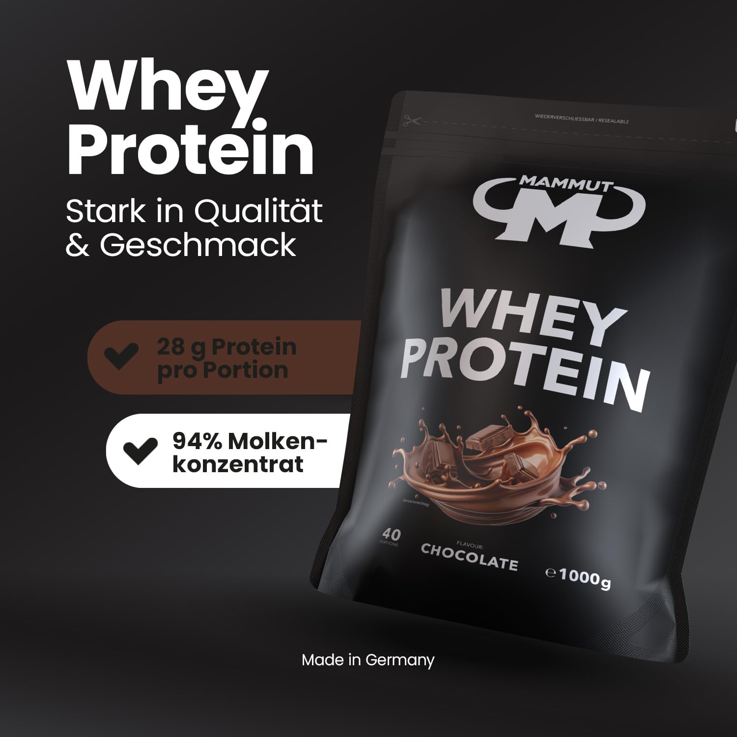 Mammut Whey Protein (1000g) Chocolate - Białka - Koncentrat białka serwatkowego