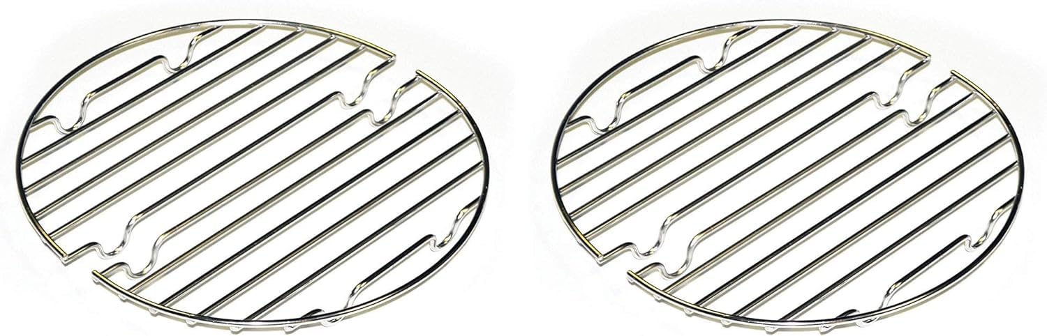 CanCooker Round Outdoor Stainless Steel Two Piece Rack, Raising Food Up and Prevents Burning and Sticking Meals, Silver (2 Pack)