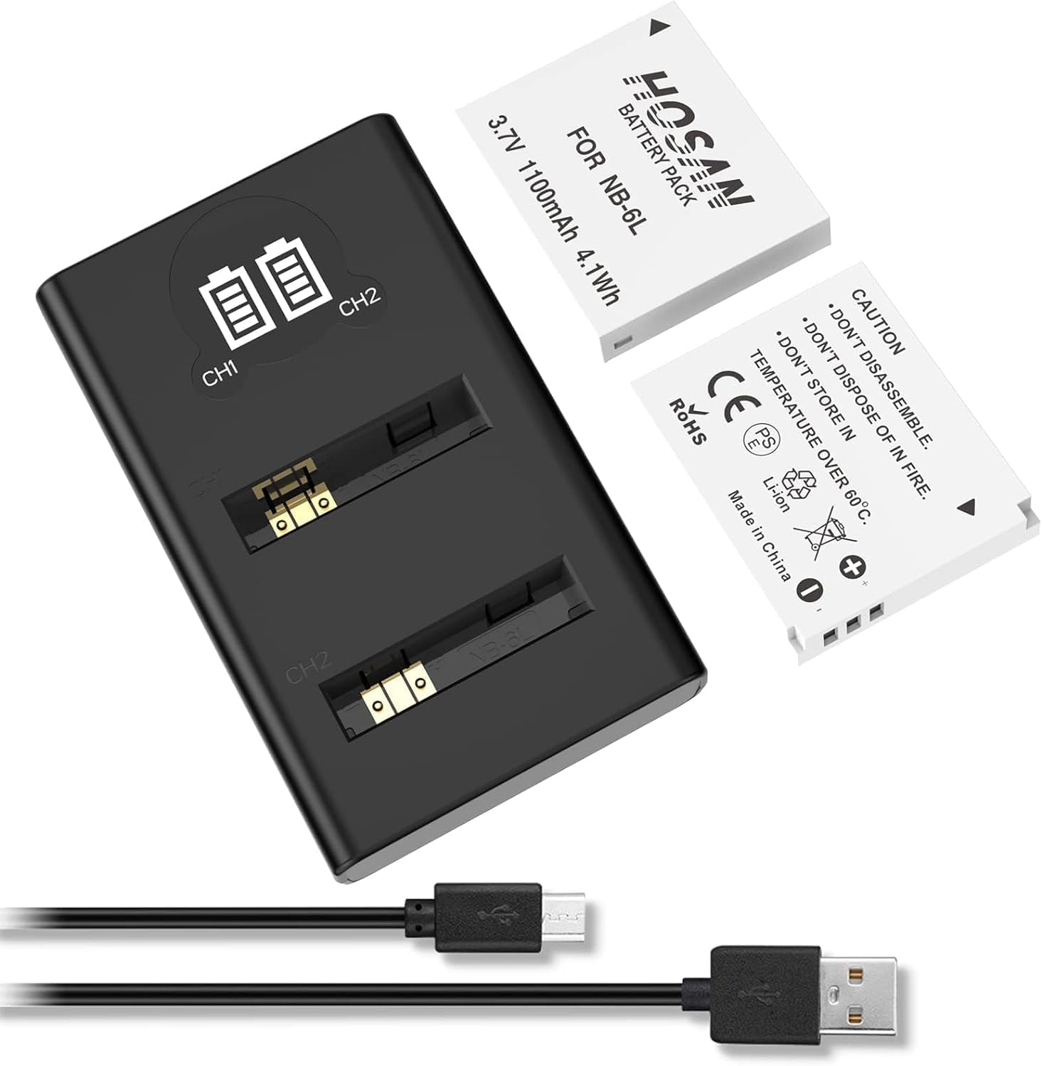 HTYCSCZ NB-6L NB-6LH Camera Battery (2-Pack) Set for Canon NB 6L NB 6LH PowerShot SX530HS SX710HS SX610HS SX700HS SX600HS D30 S120 S200 SX510HS SX170IS SX280HS SX500IS SX260HS D20 S95 S90