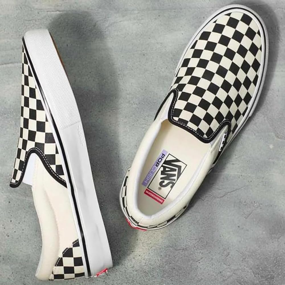 Vans Slipon Skateboard Scarpe Sportive Sneakers Scacchi Unisex Adulto Versione Skateboard Soletta Estraibile 2025