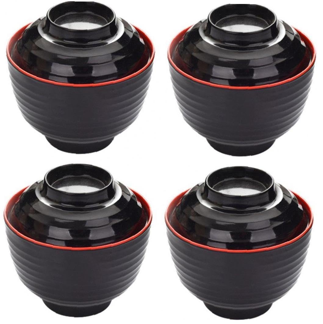 Miso Soup Bowl Set with Lids, 4-Piece
