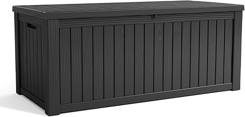 ROJIK Caja de almacenamiento para exteriores, muebles de patio impermeables, herramientas de jardín, cojines, accesorios de piscina, banco de