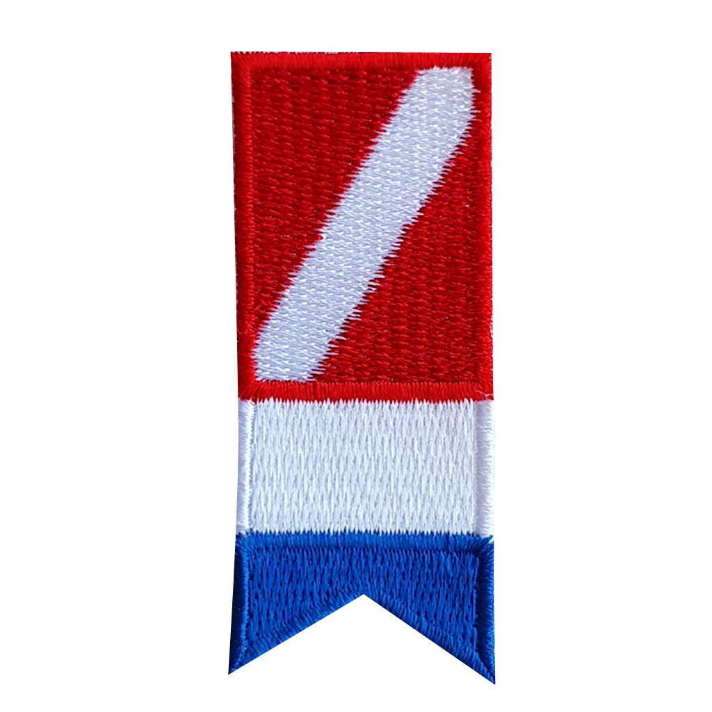 DYNWAVE Alpha Flag Diver Flag Patch Sew on Embroidered Badge, Blue White Red, as described