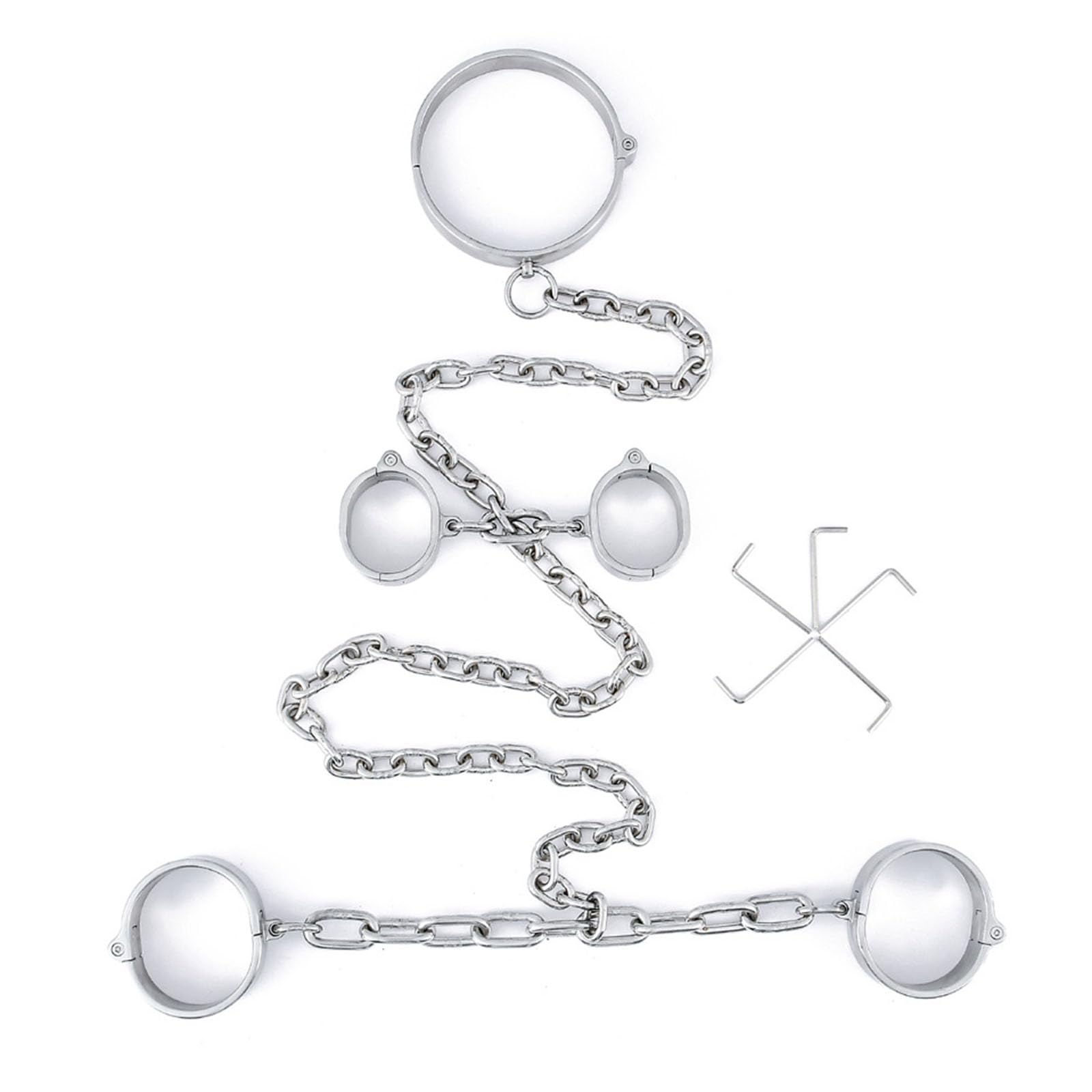 HSDwerwh SM Stainless Steel 3CM High Screw Handcuffs, Ankle Cuffs And Neck Cuffs Adult Toys(Size:men)