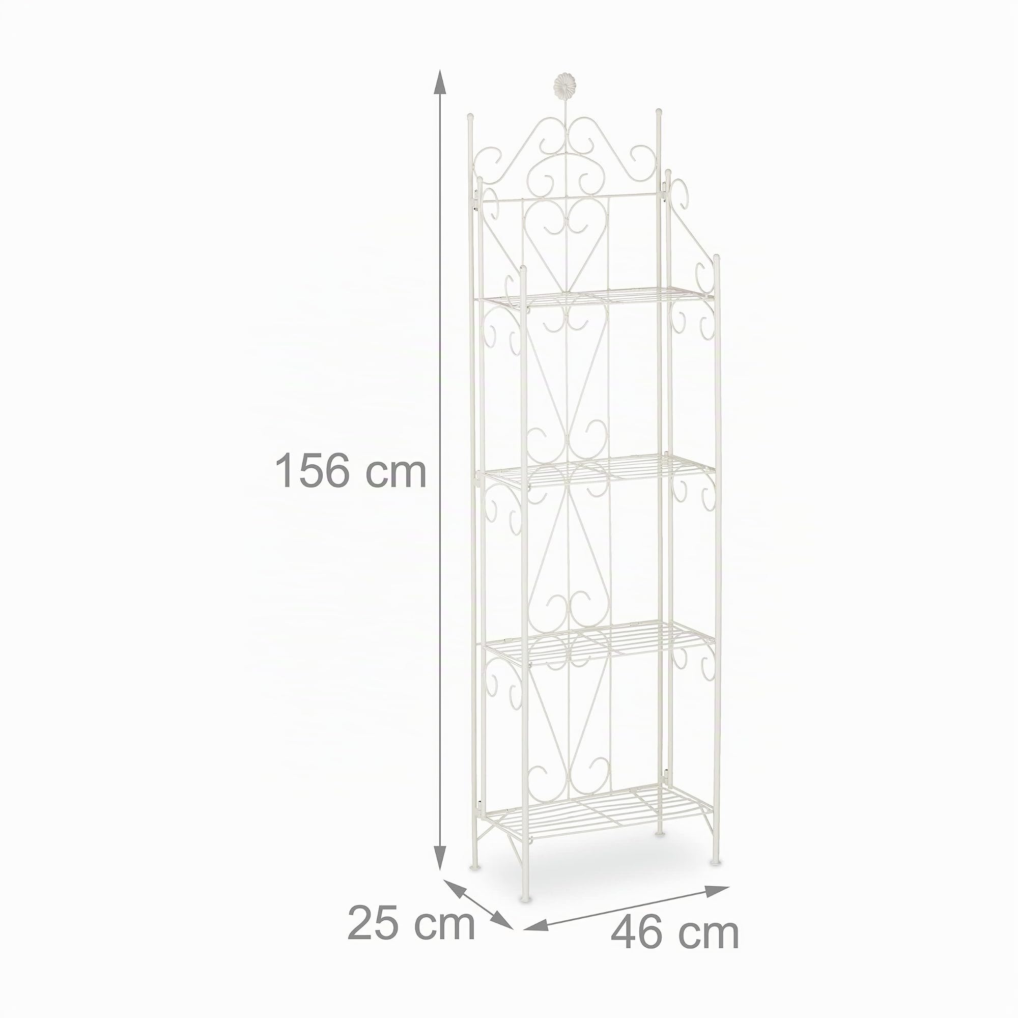 Relaxdays Scaffale Portafiori, Fioriera per Interni con 4 Ripiani, Portavasi Pieghevole, HxLxP: 156 x 46 x 25 cm, Bianco