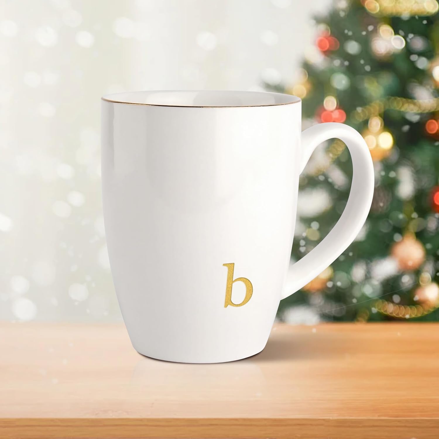 HOME SMILE Initial Coffee Cups for Women Friends Mom Daughter,Monogram Ceramic Mugs with Personalized b,Elegant Alphabet Tea Mugs,Cups for Office and Home,12 oz - Image 2