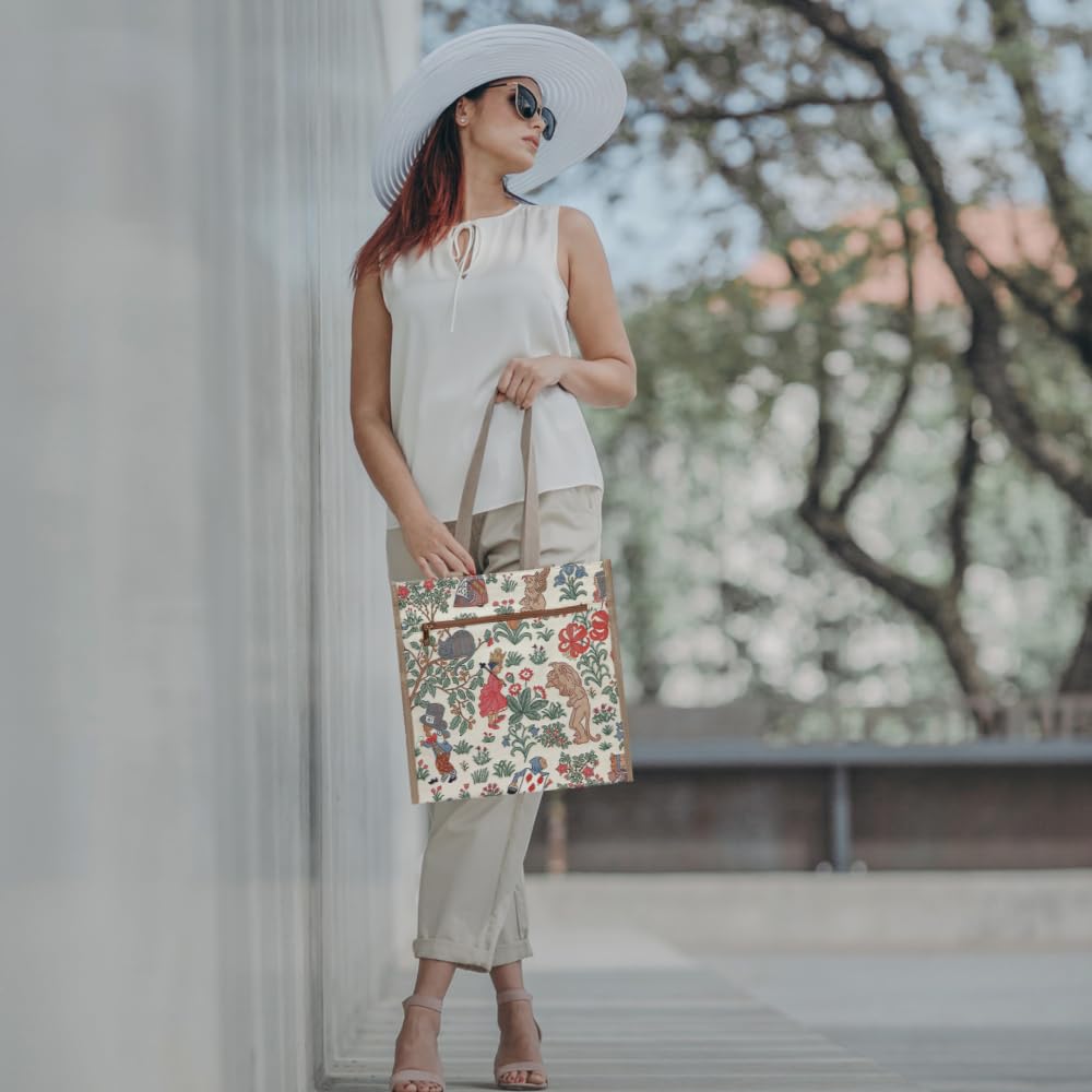 Signare Tapestry Arazzo Borsa a Tracolla Donna, Borse Tote per Donne, Shopping Tote Bag con Disegni da Giardino