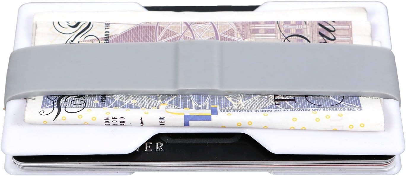 Stylish Money Clip (Holds 10 Cards + Cash) – Perfect Minimalist Wallet & Credit Card Holder – Slim, Light and Extra Compact - Designed by ThreeAM … (White)