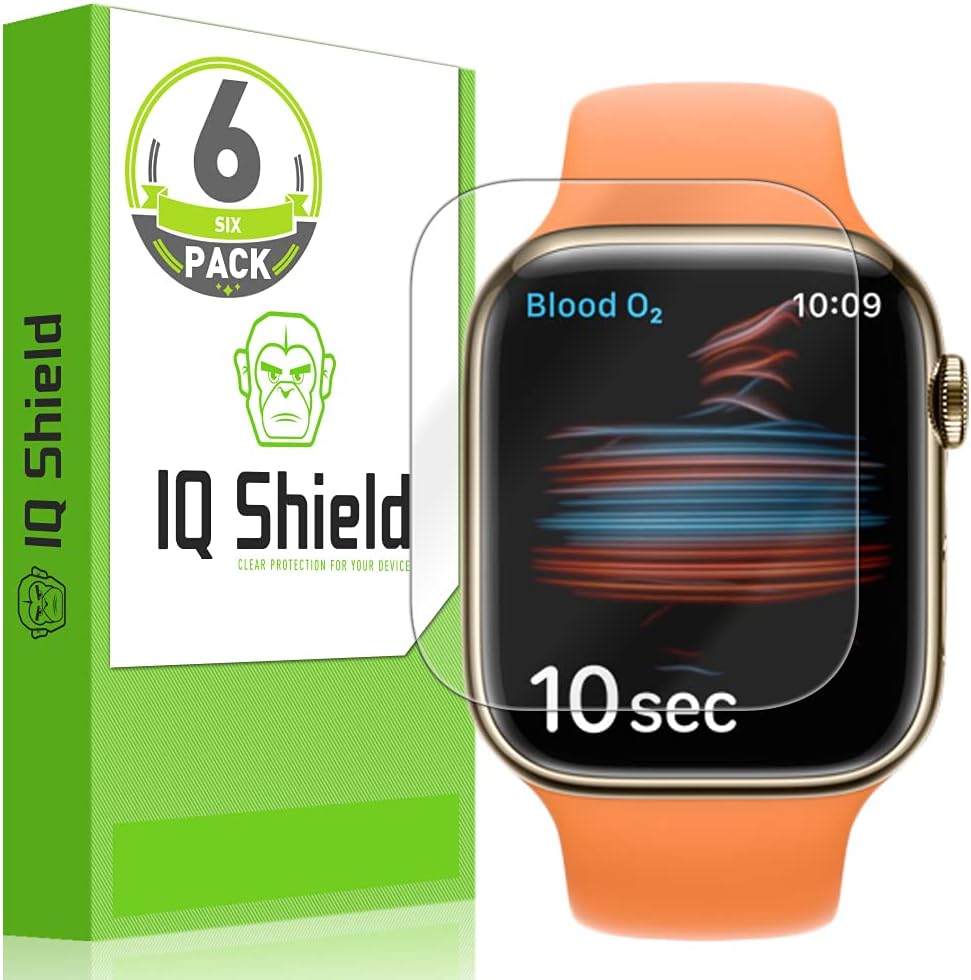 IQShield 6 Pack Screen Protector for Apple Watch Series 9/8/7 (41mm) Easy Install Ultra Thin Smudge Resistant Anti-Scratch Anti-Bubble Clear TPU Film