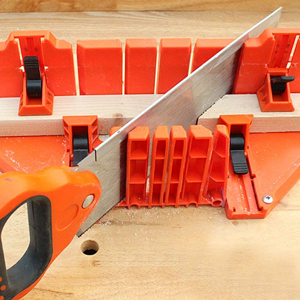 Caja de Ingletes de Plástico, 35,5 x 11 x 15 cm Caja de Sierra Ingletadora para Ángulo de Corte 0 ° 22.5 ° 45 ° 90 °