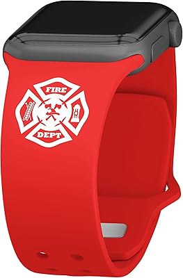 Affinity Bands Fire Fighter First Responders Silicone Sport Band compatible with Apple Watch (42/44/45mm Red)