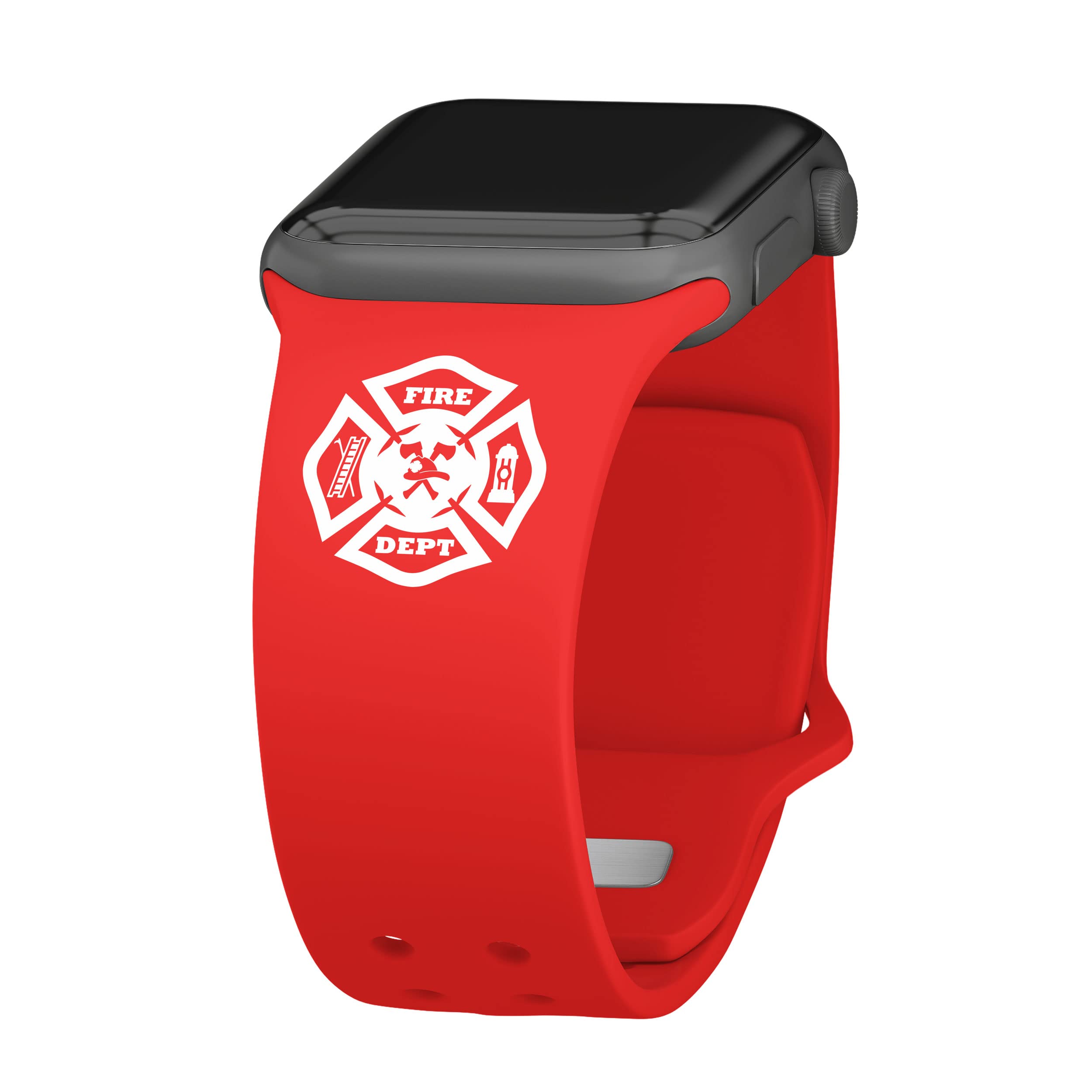 Affinity Bands Fire Fighter First Responders Silicone Sport Band compatible with Apple Watch (42/44/45/49mm (46mm Series 11) Red)