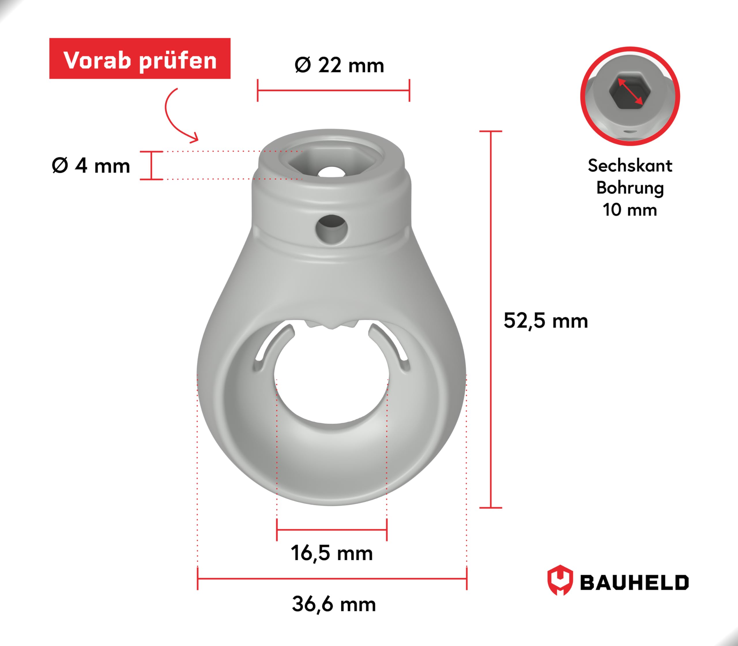 Butée Volet Roulant BAUHELD® U0152illet De Store En Plastique - Fabriqué En Allemagne - Support Pour Manivelle De Store Avec Crochet De Boucher [ovale] - U0152illet De Manivelle Crochet 10mm