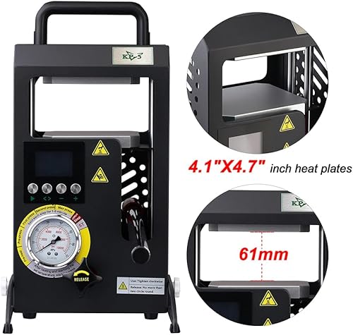 Miniatura 2 de Máquina de prensa de calor hidráulica 5T con placas de calefacción dobles de 5 toneladas Máquina de prensa de calor manual de 4.1 x 4.7 pulgadas con